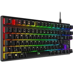 HyperX , USB-A, Alloy Origins kodols — RGB mehāniskā spēļu tastatūra, Tenkeyless, HyperX sarkanie slēdži (DE izkārtojums)