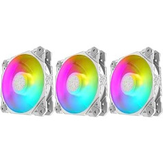 3 x White RGB Fan - Colorful LEDs 120mm PC Case Quiet Cooling Desktop Fan White