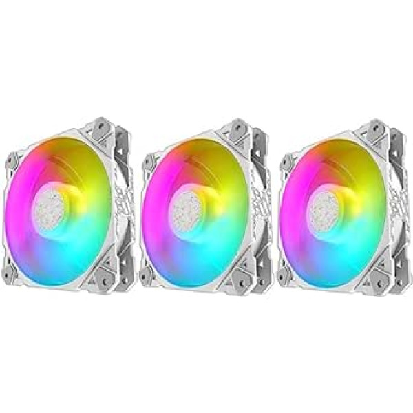 3 x balts RGB ventilators — krāsainas gaismas diodes 120 mm datora korpuss, kluss dzesēšanas darbvirsmas ventilators, balts