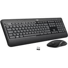 „Logitech MK540 Advanced Wireless“ klaviatūros pelės rinkinys, 2,4 GHz belaidis ryšys per USB Unifying imtuvą, 3 metų baterijos veikimo laikas, „Windows“ ir „ChromeOS“ kompiuteris / nešiojamas kompiuteris, itališkas QWERTY išdėstymas