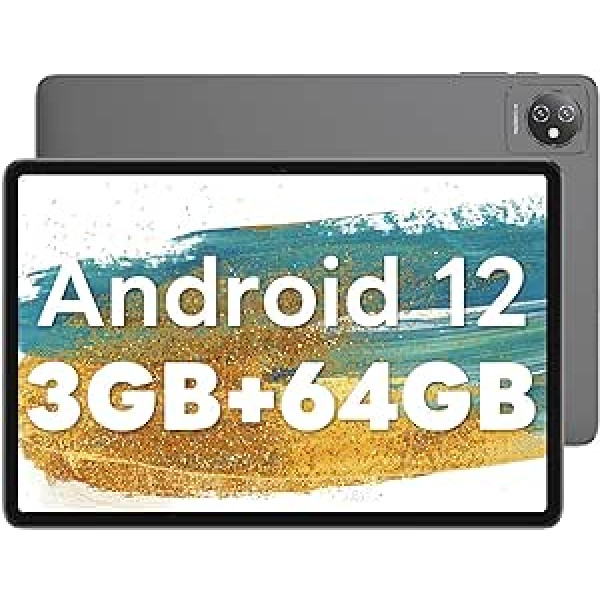 Blackview planšetdators Android 12, Tab7 WiFi planšetdators 10 collas, 3 GB RAM, 64 GB ROM (1 TB TF Extende), 6580 mAh akumulators, 5 MP + 2 MP kamera, 1280 x 800 HD+ IPS skārienekrāns, Bluetooth/e-grāmatas režīms/C tips, planšetdatora