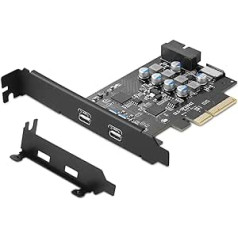 USB C PCIe karte, PCIe 4X uz USB 3.1 Gen2 10 Gpbs ar 2 x USB C un 2 iekšējiem portiem (E tips, 19 kontaktu USB 3.0 galvene) USB PCI Express kartes priekšējā paneļa adapteris galddatoram Windows