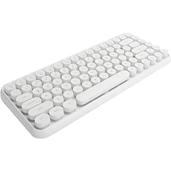 Zunate bezvadu tastatūra, pārnēsājama 84 taustiņu rakstāmmašīna ar retro apaļiem taustiņiem, spēļu tastatūra, lieliski piemērota mājām/skolai/birojam/ceļojumiem/(ziloņkaula balta)