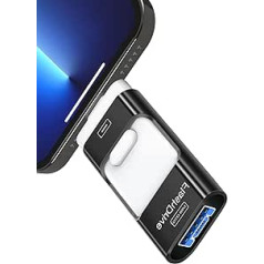 256GB USB Stick für Phone, 4 in 1 USB Speicherstick für iOS/Android Handy/Computer/Laptop/PC, USB 3.0 Flash Laufwerk Fotostick bis zu 80MB/s Lesen, Schwarz