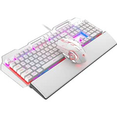 Spēļu tastatūras un peles komplekts un noņemams plaukstas balsts ar vadu 16 LED RGB LED aizmugurgaismota USB tastatūra ar pelēka sakausējuma Xbox PS4