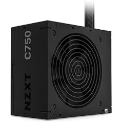 NZXT C750 Bronze PC Power Supply - PA-7B2BB-EU - 750 Watt - 80 Plus Bronze Certified - Non-Modular Design - 120mm Fan with FDB Bearing - Jacketed Main Cable - 3 Year Warranty - Black (2023)