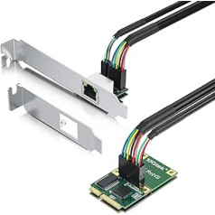 Mini PCIe 1G Gigabit Ethernet tīkla karte (Intel I210AT), ar LED gaismu, 30 cm kabeļa garums