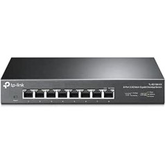 TP-Link TL-SG108-M2 8 × 2,5 gigabito prievadų eterneto LAN jungiklis (įjunkite ir paleiskite, metalinis korpusas, QoS, IGMP šnipinėjimas, idealiai tinka 2,5 G NAS, serveriui, žaidimų kompiuteriui, WiFi 6 AP, 4K vaizdo įrašas) Juoda