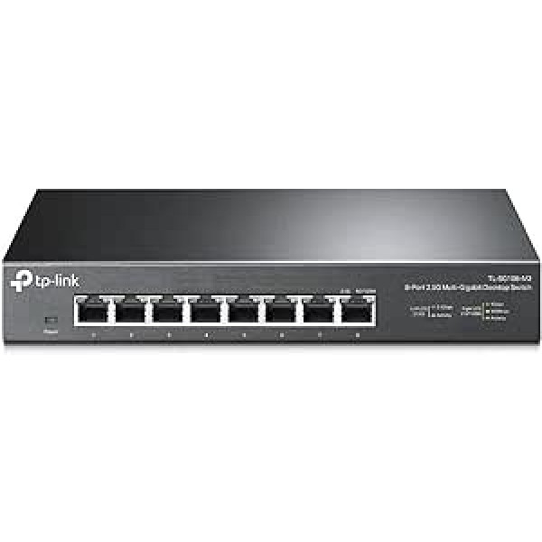 TP-Link TL-SG108-M2 8 × 2,5 gigabitu pieslēgvietas Ethernet LAN slēdzis (Plug-and-Play, metāla korpuss, QoS, IGMP Snooping, ideāli piemērots 2,5 G NAS, serverim, spēļu datoram, WiFi 6 AP, 4K video) Melns