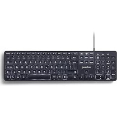 Perixx PERIBOARD-331 Wired USB Backlit Keyboard, Full Size - Scissor Keys Type X - White Backlight - Black - AZERTY