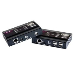 4K HDMI KVM USB plėstuvas per vieną Cat5e/6 iki 100 m (328 pėdų), KVM plėstuvo palaikymas 1080P@60Hz, Plug & Play, klaviatūros ir pelės eterneto tinklas, beveik nulinio delsa be nuostolių, 4 prievadai USB2.0