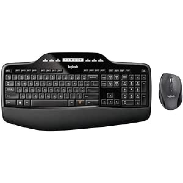 Logitech MK710 Wireless Keyboard and Mouse set, 2.4 GHz connection via USB Unifying receiver, 3-year battery life, LCD battery indicator, palm rest, PC / laptop, Belgian AZERTY layout