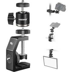 NEEWER C-Clamp with Tripod Head, Adjustable Aluminium Alloy Clamp for Table, 360° Mini Ball Head Mount with 1/4 Inch Thread for DSLR Camera, Action Camera, LED Light & Speedlite, Maximum Load 3 kg