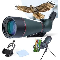 25-75x100mm Waterproof HD Spotting Scope with Tripod Carry Case FMC Lens for Bird Watching, Hunting, Outdoor Tourism (Green)