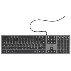 Mobilitātes laboratorija ML302843 īpaši plāna datora tastatūra, elegants un īpaši plāns dizains QWERTY US International — Vadu — Space Grey — 450 x 130 x 28 mm — QWERTY US International