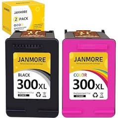 JANMORE atjaunoto printeru kasetņu nomaiņa priekš HP 300 300XL melns un krāsains kombinētais komplekts HP DeskJet D1660 F4580 F2420; Envy 100 D410a; PhotoSmart C4600 C4780 printeri