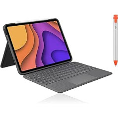 Logitech Folio Touch iPad Case tastatūra iPad Air 4 Gen Graphite + Logitech Crayon digitālā zīmēšanas pildspalva - pelēka/oranža + Logitech M350 Pebble bezvadu pele - grafīts/melns