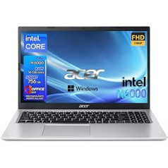 Acer Aspire 3 nešiojamasis kompiuteris Intel Core N6000 | RAM 16 GB Ddr4 | SSHD 756 GB | Ekranas 15,6 colio FHD, Windows 11 Pro | Office Pro, WLAN, Notepad