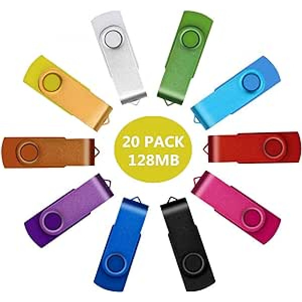 USB zibatmiņas karte 128 MB 20 stūck USB 2.0 atmiņas kartes zibatmiņas diski 128 MB Kleine Kapazität Speicherstick Mehrfarbig 20er Pack Data Datenspeicher für Geschenke by Uflatek