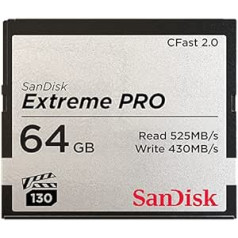 SanDisk Extreme Pro CFast 2.0 Speicherkarte 64 GB (Für Kameras und Camcorder, VPG-130 für 4K Videos, Datenübertragungs mit 525 MB/s, Schreiben mit 430 MB/s)