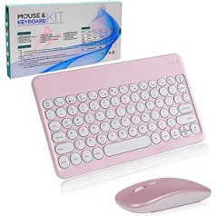 Bluetooth Wireless Keyboard Set, Wireless Keyboard with Mouse Mini Keyboard Ultra Thin Wireless Keyboard Mouse Set for iPad, Mac, PC, Laptop, Tablet, Surface, Phone, Computer, QWERTY