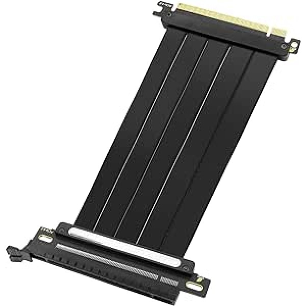 GINTOOYUN PCIE 4.0 X16 grafikas kartes pagarinātāja kabelis, melns PCIE 4.0 X16 vīrišķais līdz 180 grādu sieviešu GPU pastiprinātāja kabelis grafikas kartes korpusam utt. (9,8 collas) (180 grādi)