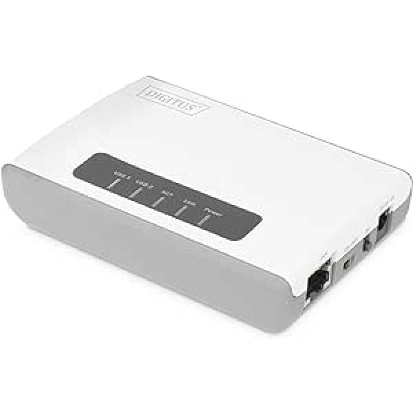 DIGITUS Wireless 300N daudzfunkciju tīkla serveris 2 portu, USB 2.0, tīkla USB centrmezgls, drukas serveris