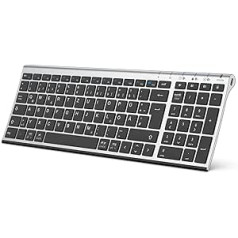 iClever BK10 Bluetooth tastatūra, bezvadu uzlādējama tastatūra ar 3 Bluetooth kanāliem, stabils savienojums, īpaši plāns ergonomisks dizains, bezvadu tastatūra operētājsistēmai iOS, Android, Windows