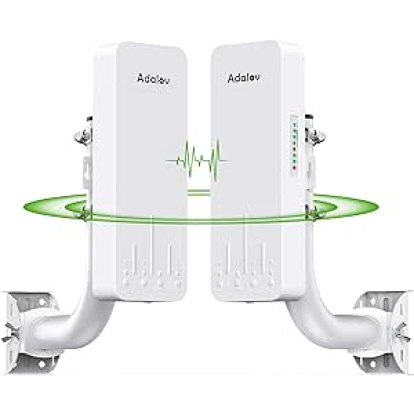 WiFi tilts ar 2 kronšteiniem, 3 km 5,8 G punkts–punkts WiFi tilts āra CPE, Adalov CPE660 bezvadu tilts PtP/PtMP ar 14DBi antenu, PoE adapteris, 2 RJ45 Ethernet ports, 2 pack.