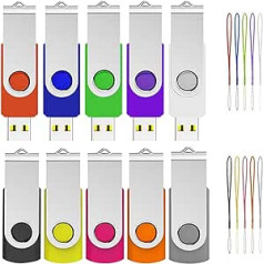 USB zibatmiņas zibatmiņa 8 GB, 10 pack, ABLAZE liela ātruma USB 2.0 atmiņas kartes, 8 GB USB atmiņas kartes, grozāms zibatmiņas disks ar 10 daļām, virve, daudzkrāsains