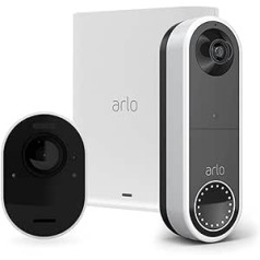 Arlo Ultra Smart Home Surveillance Camera Set of 1 and Wireless Video Doorbell Bundle - White