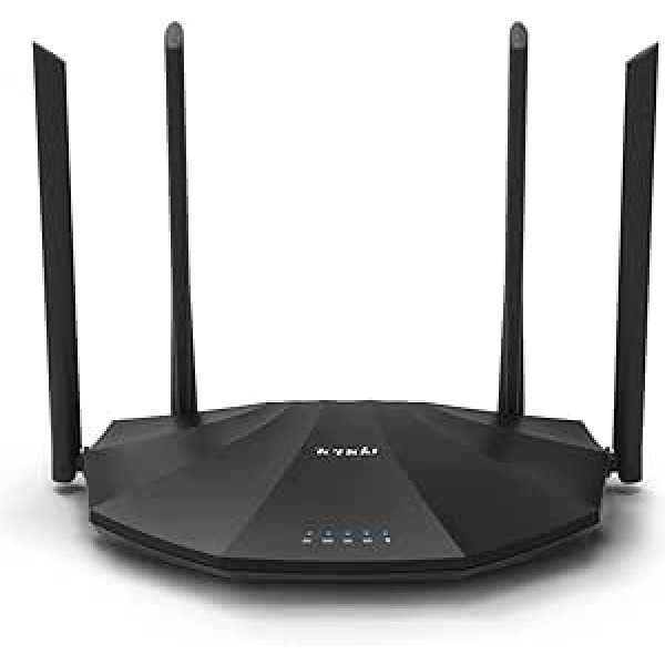 „Tenda AC19 DualBand Gigabit WLAN Router AC2100“, 4 Gigabit LAN prievadai (2,4 GHz 300Mbps, 5GHz 1733Mbps, USB 2.0, MU-MIMO, Fibre, IPV6) juoda