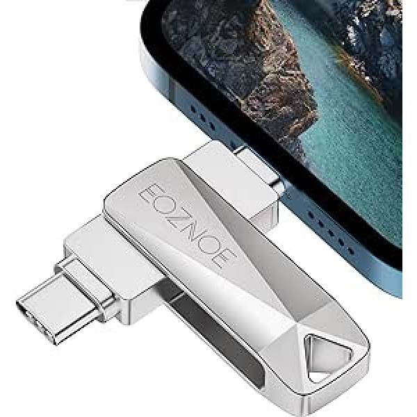 EOZNOE 64 GB USB zibatmiņa tālrunim/Android mobilajam tālrunim/klēpjdatoram/personālajam datoram/pad, USB 3.0 zibatmiņas disks Memory Stick ārējais pagriežams metāls vairāku fotoattēlu un videoklipu glabāšanai