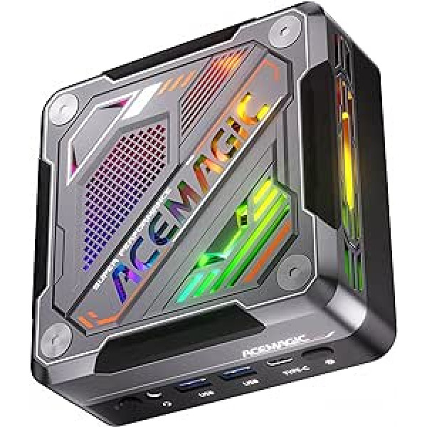 Mini PC Gaming RGB AMD Ryzen 7 7840HS (līdz 5,1 GHz), 32GB DDR5 512GB NVME PCIE 4.0 SSD Micro Galddators AMD Radeon 780M BT5.2 Wi-Fi 6 8K