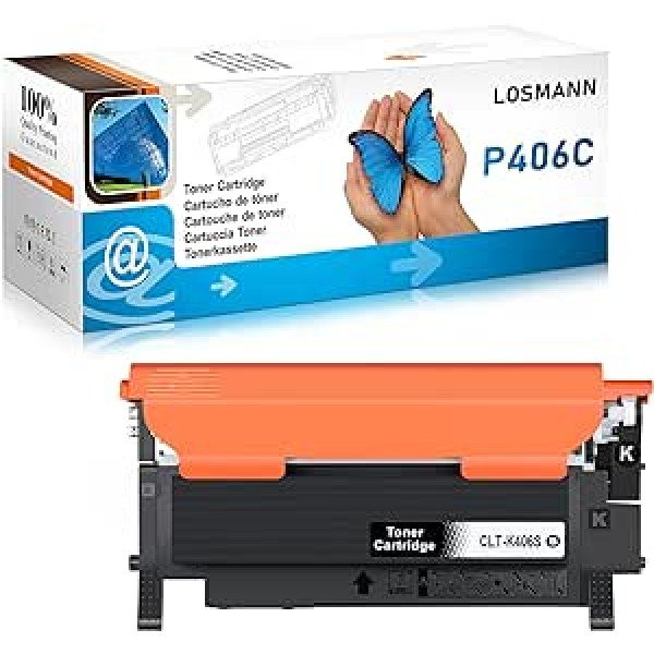 LOSMANN 1x juodas dažiklis, suderinamas su Samsung CLT-406S CLP-360 CLT-K406S, skirtas Samsung Xpress C410W C460 C460FW C460W C467W Samsung CLP-360 CLP-360N CLP-360ND CLP-6632 CLP-664