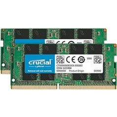 Labai svarbus CT16G4SFD824A 32 GB (16 GB x 2) atminties rinkinys (DDR4, 2400M / s, PC4-19200, Dual Rank x8, SODIMM, 260 kontaktų)