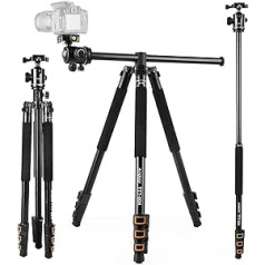 Andoer 200 cm / 78 collu kameras statīvs 2 in 1 alumīnija atgriezeniskais monopods, kas paredzēts DSLR ar 360 grādu lodveida galvu, 8 kg kravnesība, iekļauta soma ceļojumu fotografēšanai