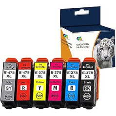 Ouguan® 6 saderīgas Epson 478 XL 378 XL tintes kasetnes priekš Epson Expression Photo HD XP-15000