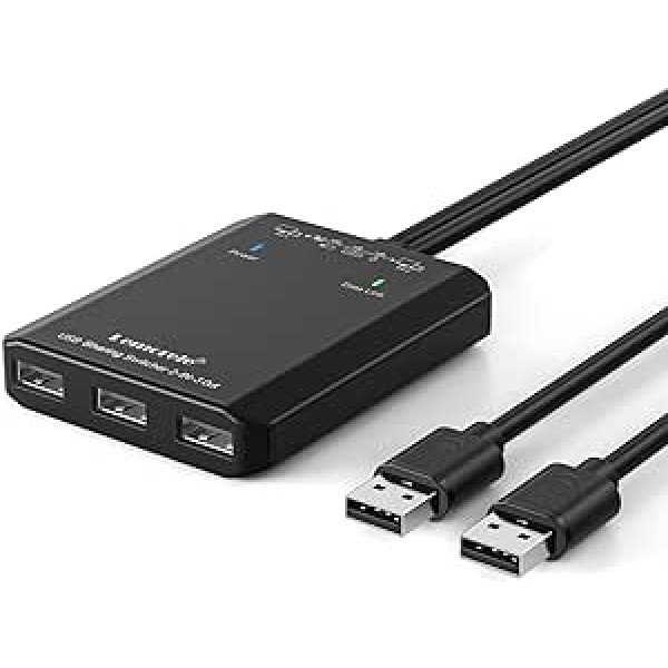 USB slēdža adapteris, Lemorele 3 porti USB koplietošanas USB slēdzis 2 datoriem, 2 in 3 Out USB KVM slēdža centrmezgls ar 2 USB kabeļiem pelei, tastatūrai, skenerim, printerim