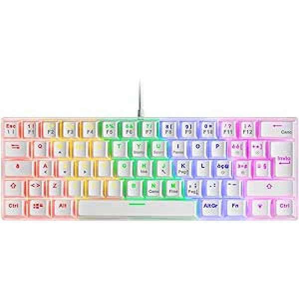 Mars Gaming MK60 White, Mehāniskā spēļu tastatūra FRGB, Antighosting, Switch Mechanical zils, itāļu valoda