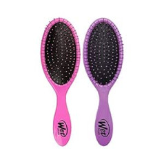 Wet Brush Original Detangler matu suka ar mīkstiem IntelliFlex sariem, atdalīšanas līdzeklis visiem matu tipiem — 2 skaits (rozā un purpursarkanā krāsā)