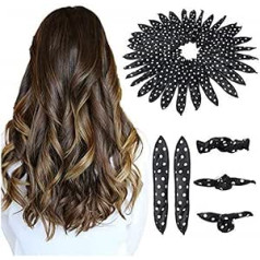 Guillala iepakojumā ir 10 elastīgi putu sūkļa ruļļi No Heat Magic Hair Curling Atkārtoti lietojamas lielas lokas garai, īsai, biezai un plānai galvas saitei bez spirāles (melna)