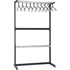 EUROKRAFT Pro Row Wardrobe Stand Single Sided with Hangers Black with Umbrella Holder