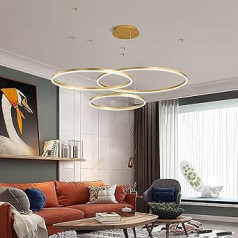 LED piekarināmā gaisma Mūsdienīga pusdienu galda piekaramā lampas gredzena piekaramā gaisma ar tālvadības pulti regulējamu apgaismojumu Guļamistabas lampas augstums Regulējams viesistabas virtuves lustrai (Krāsa: zelta 20+40+60cm