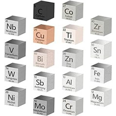 Nagoyuki iepakojums ar 18 kubiem, kas izgatavoti no metāla elementiem, 99,99% augstas tīrības pakāpes, elementu periodiskās tabulas kolekcija (0,39/10 mm)