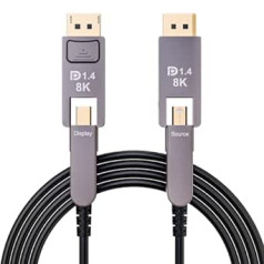 CHENLENIC Displayport 8K optisko šķiedru kabeļa displeja ports 1.4 uz Mini Displayport optiskās šķiedras kabeli, saderīgs ar Thunderbolt 2, paredzēts MacBook Pro/Air Suface Pro (T0206-15M)