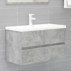 puraday Washbasin Cabinet Built-in Basin Concrete Grey Wood Material Bathroom Furniture Sink with Base Cabinet Wash Basin with Base Cabinet Built-in Sink 80 x 38.5 x 45 cm