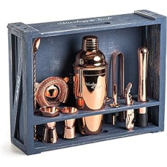 Mixology & Craft Cocktail Shaker Set 11-Piece Stainless Steel Cocktail Set with Bar Accessories Copper