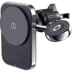 Acefast Автомобильный держатель 2 в 1 с индуктивным зарядным устройством для телефона и умных часов MagSafe Qi, черный