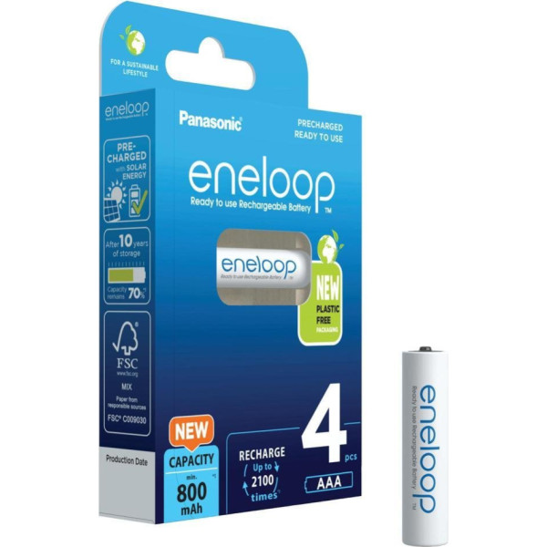 Panasonic Eneloop Baterijas AAA 800mAh uzlādējamas 4gab.
